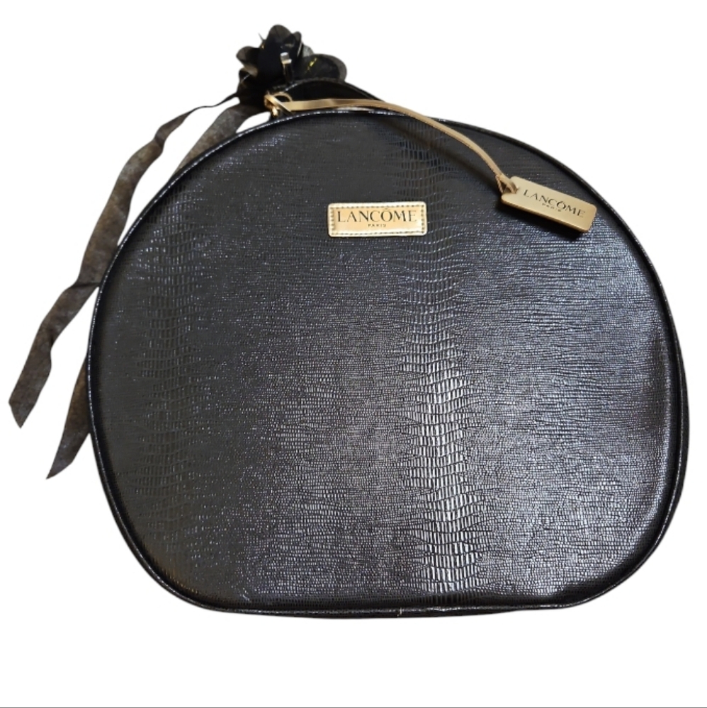 Lancôme Paris - Black with Gold Faux Alligator Print Train Case Bag